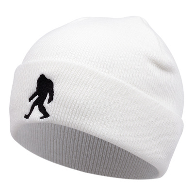 Embroidered of ape hat winter warm woolen hat white