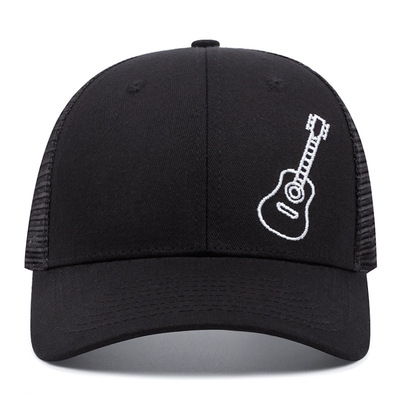Embroidered of guitar baseball cap outdoor sports mesh peaked cap black - Thumbnail 3