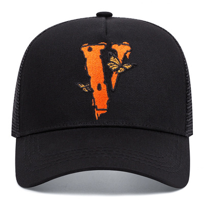 Embroidered of butterfly v baseball cap outdoor sports mesh peaked cap black - Thumbnail 4