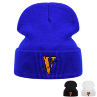 Embroidered Of Butterfly V Hat Winter Warm Woolen Hat Blue - Thumbnail 1