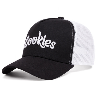 Embroidered of cookies baseball cap outdoor sports mesh peaked cap black white - Thumbnail 5