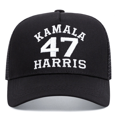 Embroidered of kamala harris 47 baseball cap outdoor sports mesh peaked cap black - Thumbnail 3