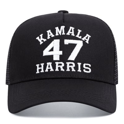 Embroidered Of Kamala Harris 47 Baseball Cap Outdoor Sports Mesh Peaked Cap Black