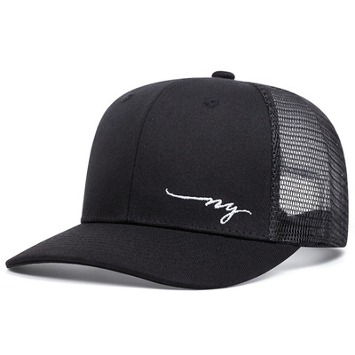 Embroidered of ny baseball cap outdoor sports mesh peaked cap black - Thumbnail 4