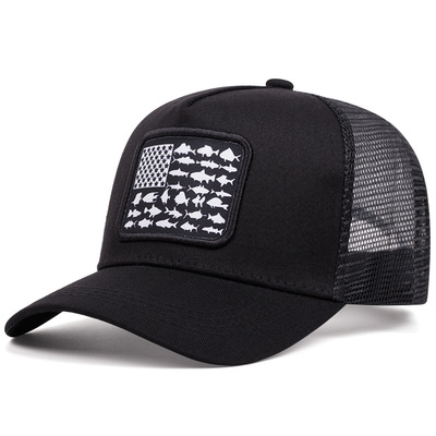 Flag of the United States Baseball Caps Outdoor Sports Mesh Peaked Cap Black