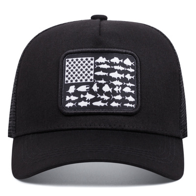 Flag of the united states baseball caps outdoor sports mesh peaked cap black