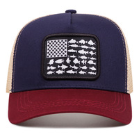 Flag of the United States Baseball Caps Outdoor Sports Mesh Peaked Cap Blue - Thumbnail 1
