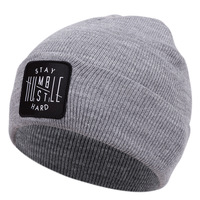 STAY Embroidered Knitted Hat Winter Warm Men's and Women's Outdoor Knitted Hat Grey - Thumbnail 1