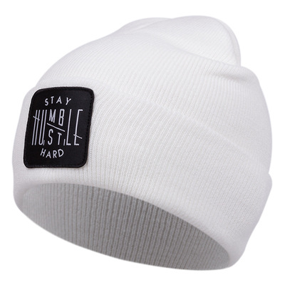 Stay embroidered knitted hat winter warm men's and women's outdoor knitted hat white