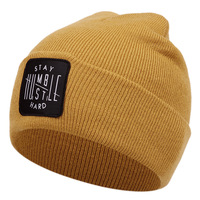 STAY Embroidered Knitted Hat Winter Warm Men's and Women's Outdoor Knitted Hat Yellow - Thumbnail 1