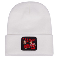 DAAAMN Embroidered Knitted Hat Winter Warm Men's and Women's Outdoor Knitted Hat White - Thumbnail 1