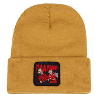 DAAAMN Embroidered Knitted Hat Winter Warm Men's and Women's Outdoor Knitted Hat Yellow - Thumbnail 1
