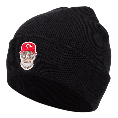 Kc embroidered knitted hat winter warm men's and women's outdoor knitted hat black