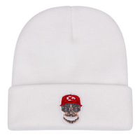 KC Embroidered Knitted Hat Winter Warm Men's and Women's Outdoor Knitted Hat White - Thumbnail 1