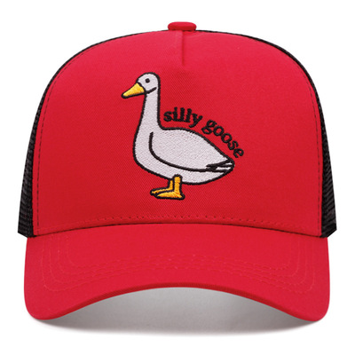 Embroidered Of Silly Goose Baseball Caps Outdoor Sports Mesh Peaked Cap Red