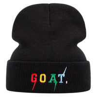GOAT Embroidered Knitted Hat Winter Warm Men's and Women's Outdoor Knitted Hat Black - Thumbnail 1