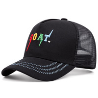 Embroidered Of Goat Baseball Caps Outdoor Sports Mesh Peaked Cap Black - Thumbnail 2