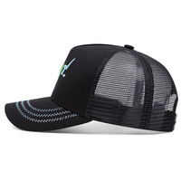 Embroidered Of Goat Baseball Caps Outdoor Sports Mesh Peaked Cap Black - Thumbnail 3
