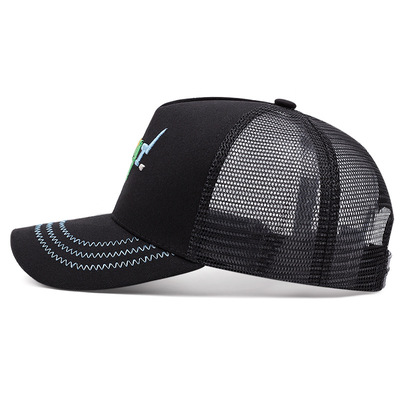 Embroidered of goat baseball caps outdoor sports mesh peaked cap black