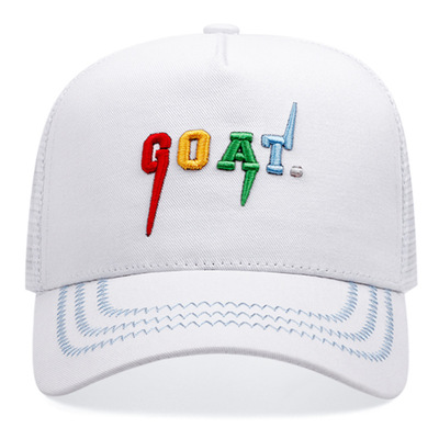 Embroidered of goat baseball caps outdoor sports mesh peaked cap white - Thumbnail 1