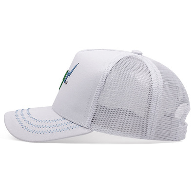 Embroidered of goat baseball caps outdoor sports mesh peaked cap white