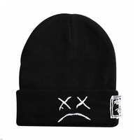 Fashion Embroidered Knitted Hat Winter Warm Men's and Women's Outdoor Knitted Hat Black - Thumbnail 1