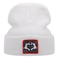 Mickey's Heart Embroidered Knitted Hat Winter Warm Men's and Women's Outdoor Knitted Hat White - Thumbnail 1