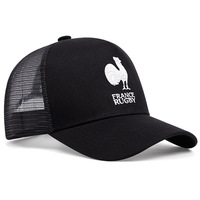 Embroidered Of France Rugby Baseball Caps Outdoor Sports Mesh Peaked Cap Black - Thumbnail 2