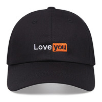 LOVE YOU Embroidered Couple Baseball Hat Black - Thumbnail 1