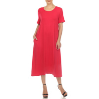 White Mark Women's Short Sleeve Swing Midi Dress - Thumbnail 4