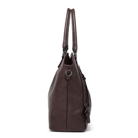 Large Capacity Women's Crossbody Handbag Two Piece Brown - Thumbnail 1