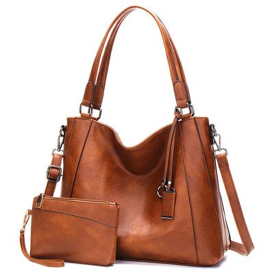 Women's handbag ladies shoulder tote messenger hobo bag two piece brown - Thumbnail 3