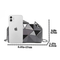 New Handheld Women's Bag Diamond Iron Box Banquet Bag Black - Thumbnail 1