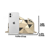 New Handheld Women's Bag Diamond Iron Box Banquet Bag Gold - Thumbnail 1