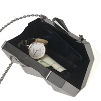 New Handheld Women's Bag Diamond Iron Box Banquet Bag Silver - Thumbnail 1