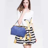 New Women's Handbag Diagonal Cross Bag Blue - Thumbnail 1