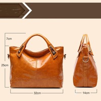 New Women's Oil Wax Leather Crossbody Handbag Red - Thumbnail 1