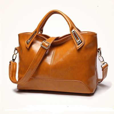 New women's oil wax leather crossbody handbag brown - Thumbnail 3