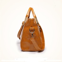 New Women's Oil Wax Leather Crossbody Handbag Brown - Thumbnail 2