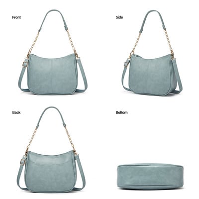 Fashion soft leather women's handbag ladies shoulder tote bag blue