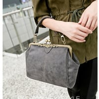 Fashion Retro Messenger Bag Women's Handbag Grey - Thumbnail 2