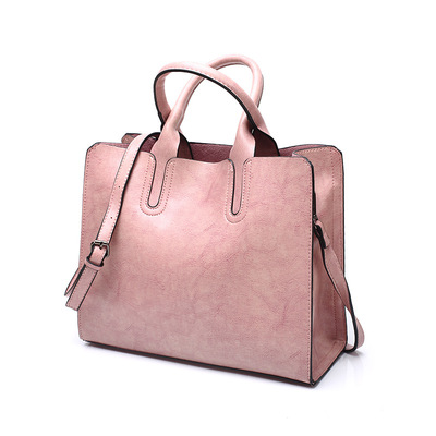 Women??s leather handbag shoulder bag shopper pink - Thumbnail 3