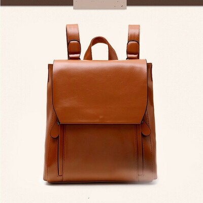 Ladies anti-theft shoulder backpack brown - Thumbnail 3