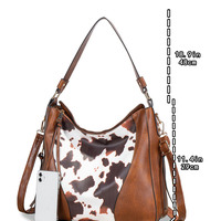 European and American Large Capacity Handbag Brown - Thumbnail 1