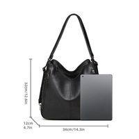 Women Shoulder Bag Vintage Crossbody Purse Handbag Black - Thumbnail 1