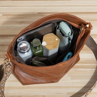 Women Shoulder Bag Vintage Crossbody Purse Handbag with Leopard Guitar Strap Hobo Bag Two Piece Brown - Thumbnail 2