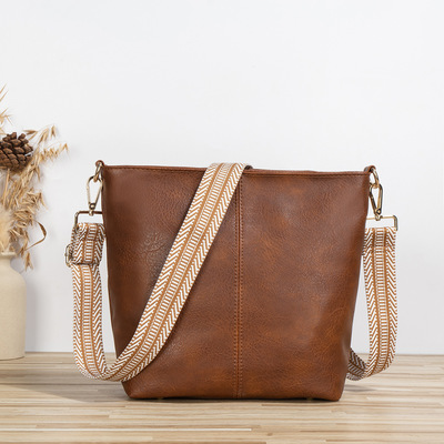 Women shoulder bag vintage crossbody purse handbag two piece brown