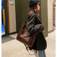 Women Designer Purses and Handbags Big Bucket bags Ladies Travel Crossbody Purse Brown - Thumbnail 2