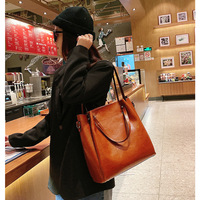 Women Designer Purses and Handbags Big Bucket bags Ladies Travel Crossbody Purse Brown - Thumbnail 1