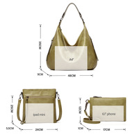 Women Shoulder Bags Tote Satchel Hobo 3pcs Purse Set Green - Thumbnail 1